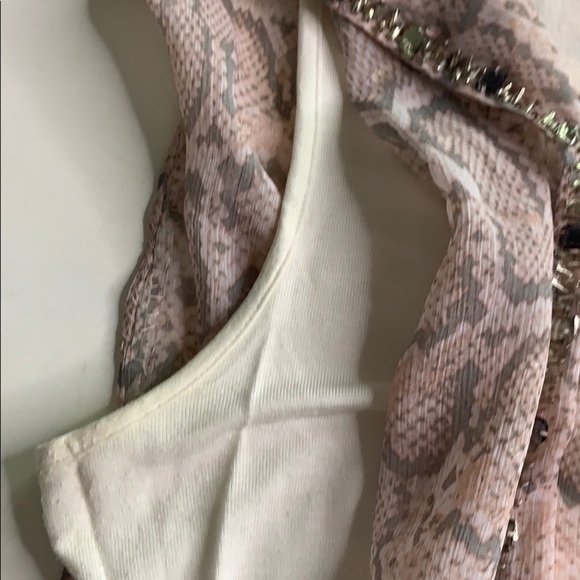 Cache Pink Beaded Snake Print Sleeveless Blouse Small - Picture 12 of 12